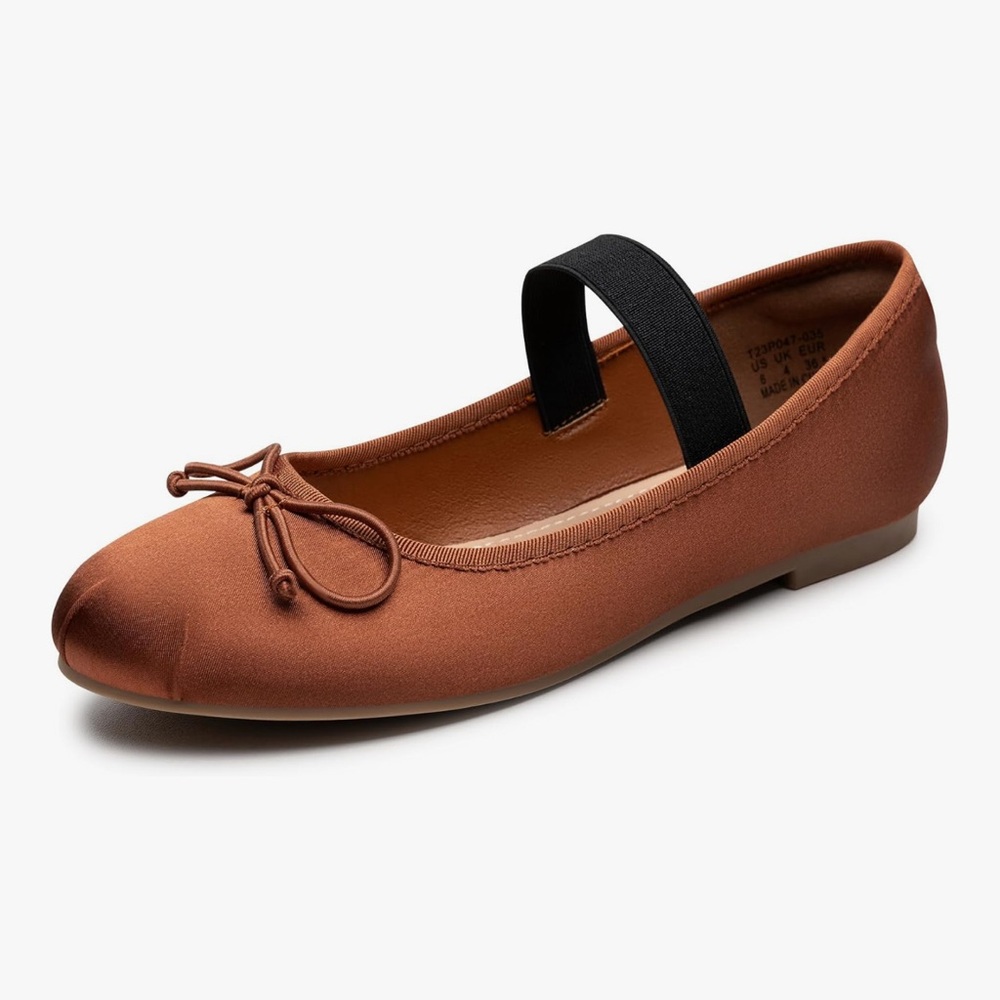 Amazon Brown Ballet Flats with Black Strap